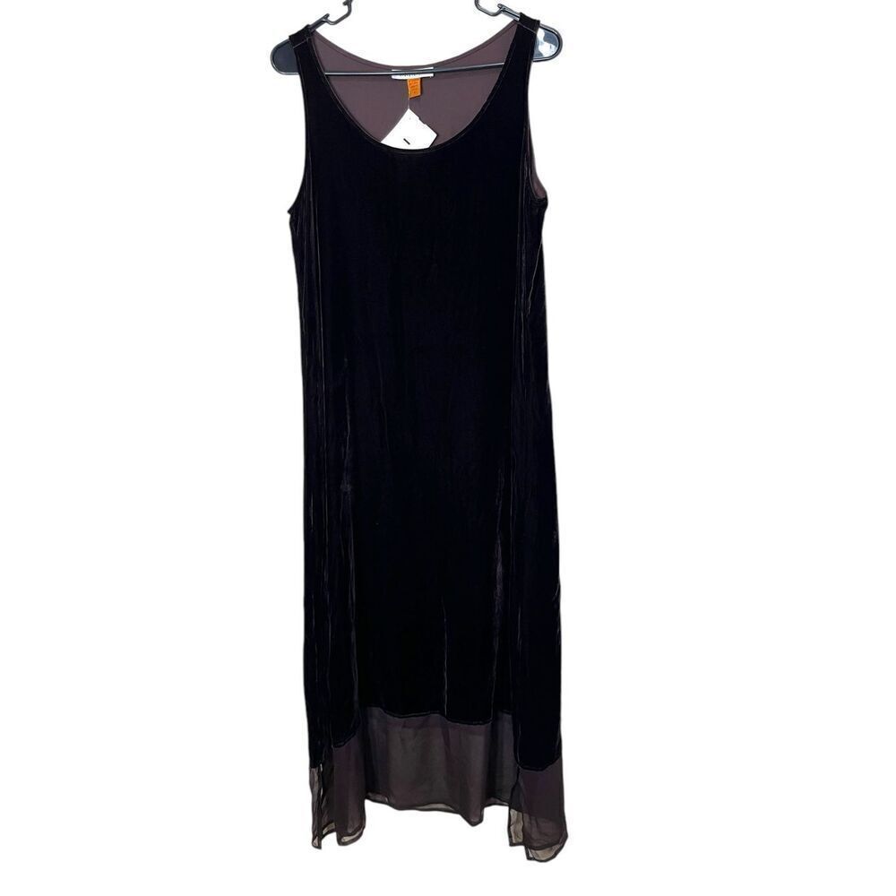 Vintage Harari Silk Blend Dark Brown Velvet Maxi Dress Size‎ M NWT